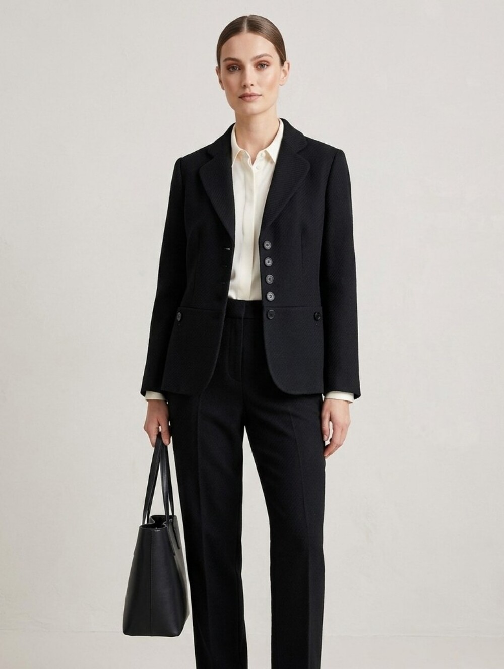 Marks & Spencer Black Wool Blend Tweed Suit Blazer NWT